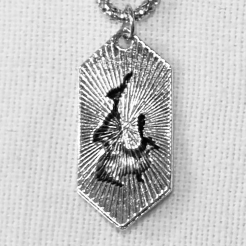 UNBRANDED SILVER Rabbits Under The CRESCENT Moon STATEMENT Necklace Pendant - Picture 6 of 11